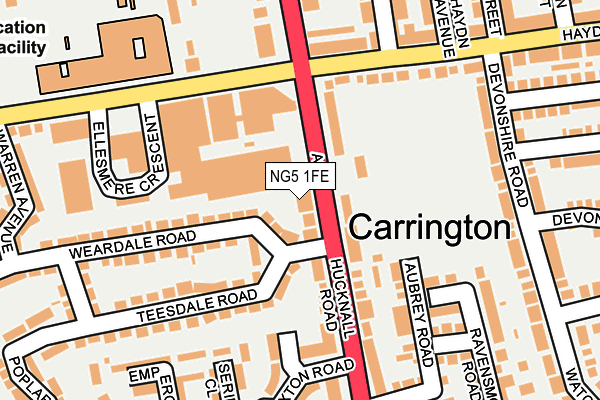 NG5 1FE map - OS OpenMap – Local (Ordnance Survey)