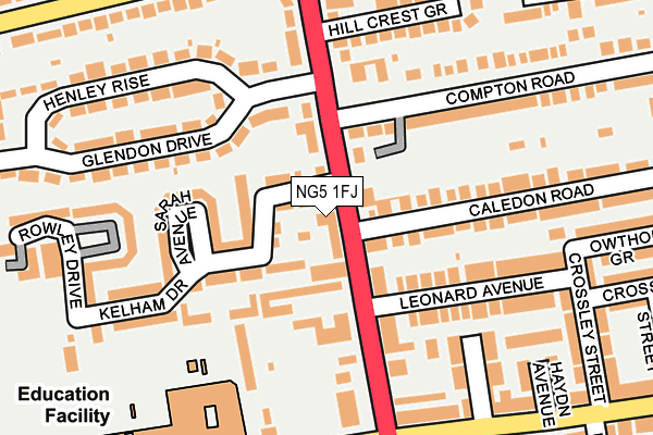 NG5 1FJ map - OS OpenMap – Local (Ordnance Survey)