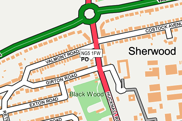 NG5 1FW map - OS OpenMap – Local (Ordnance Survey)