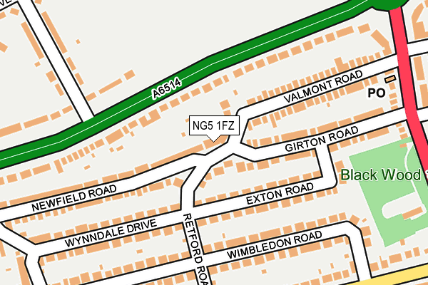 NG5 1FZ map - OS OpenMap – Local (Ordnance Survey)