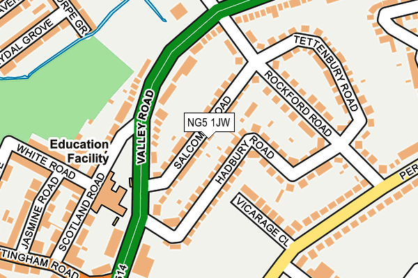 NG5 1JW map - OS OpenMap – Local (Ordnance Survey)