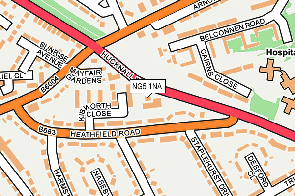 NG5 1NA map - OS OpenMap – Local (Ordnance Survey)