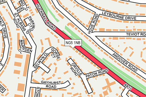 NG5 1NB map - OS OpenMap – Local (Ordnance Survey)