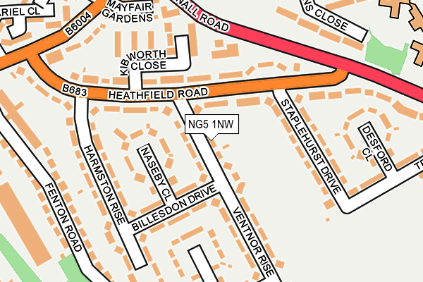 NG5 1NW map - OS OpenMap – Local (Ordnance Survey)