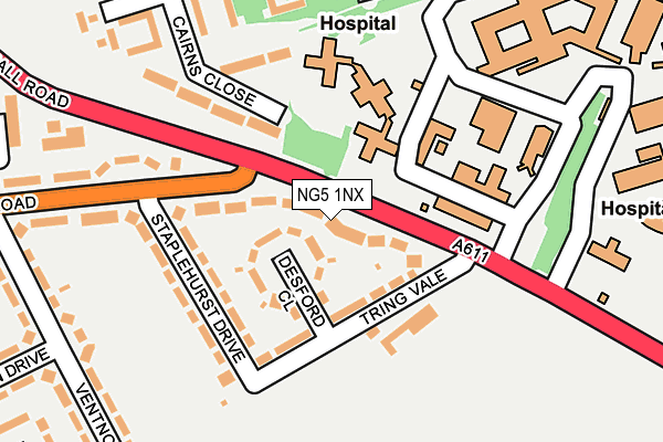 NG5 1NX map - OS OpenMap – Local (Ordnance Survey)
