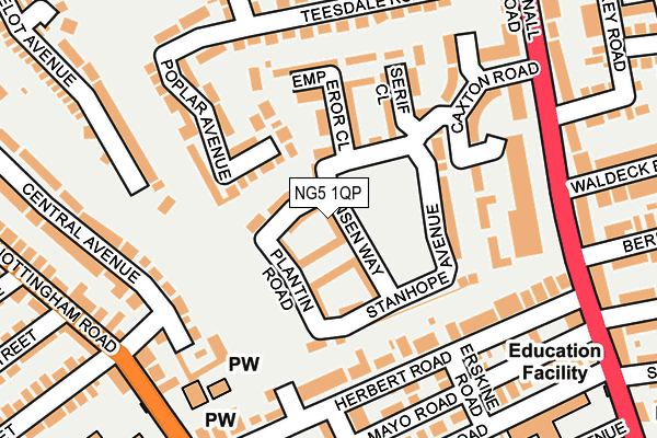 NG5 1QP map - OS OpenMap – Local (Ordnance Survey)