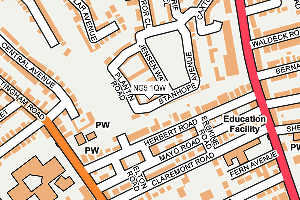 NG5 1QW map - OS OpenMap – Local (Ordnance Survey)