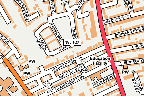 NG5 1QX map - OS OpenMap – Local (Ordnance Survey)