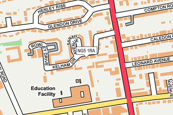 NG5 1RA map - OS OpenMap – Local (Ordnance Survey)