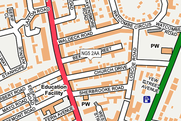 NG5 2AA map - OS OpenMap – Local (Ordnance Survey)