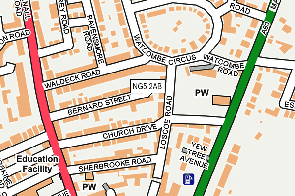 NG5 2AB map - OS OpenMap – Local (Ordnance Survey)