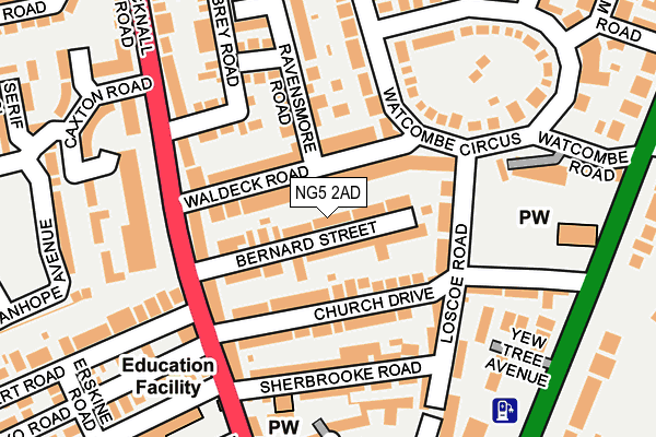 NG5 2AD map - OS OpenMap – Local (Ordnance Survey)