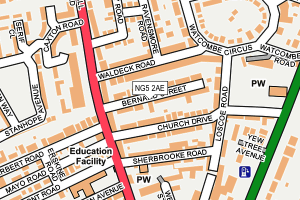 NG5 2AE map - OS OpenMap – Local (Ordnance Survey)