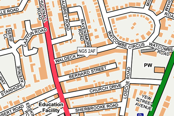 NG5 2AF map - OS OpenMap – Local (Ordnance Survey)