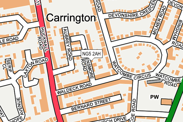 NG5 2AH map - OS OpenMap – Local (Ordnance Survey)