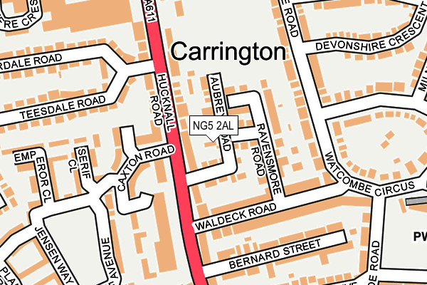 NG5 2AL map - OS OpenMap – Local (Ordnance Survey)