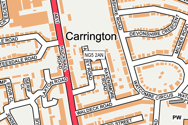 NG5 2AN map - OS OpenMap – Local (Ordnance Survey)