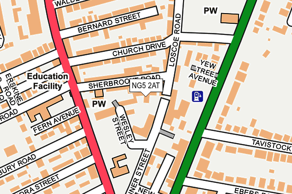 NG5 2AT map - OS OpenMap – Local (Ordnance Survey)