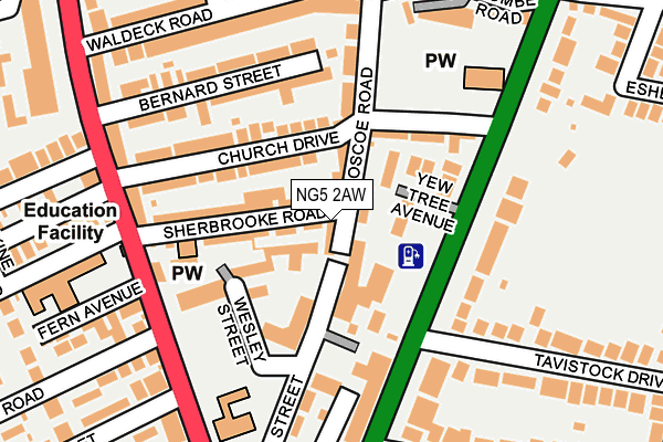 NG5 2AW map - OS OpenMap – Local (Ordnance Survey)