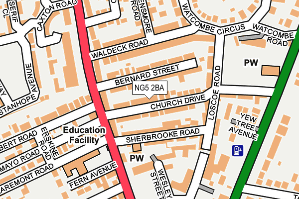 NG5 2BA map - OS OpenMap – Local (Ordnance Survey)