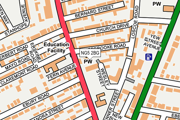 NG5 2BG map - OS OpenMap – Local (Ordnance Survey)