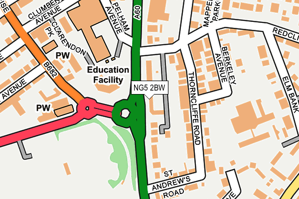 NG5 2BW map - OS OpenMap – Local (Ordnance Survey)