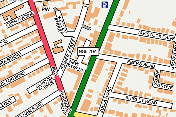 NG5 2DA map - OS OpenMap – Local (Ordnance Survey)