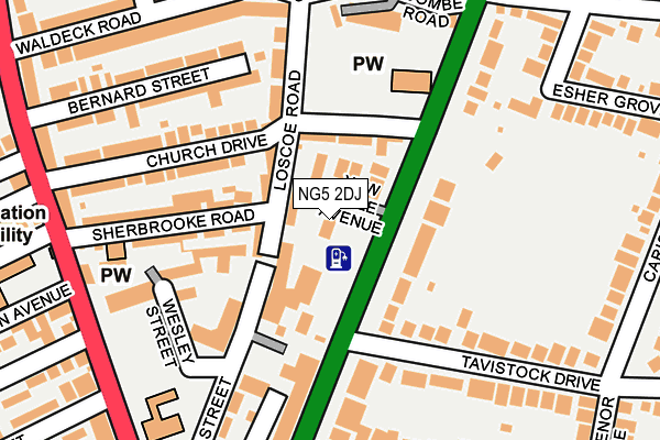 NG5 2DJ map - OS OpenMap – Local (Ordnance Survey)