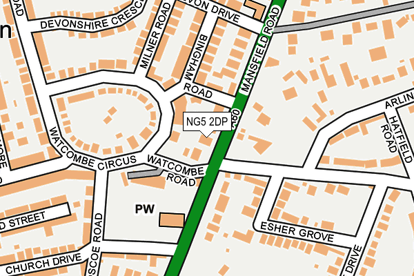 NG5 2DP map - OS OpenMap – Local (Ordnance Survey)
