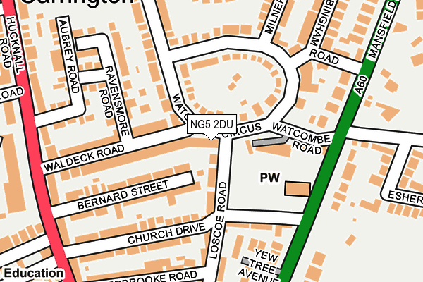 NG5 2DU map - OS OpenMap – Local (Ordnance Survey)