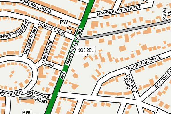 NG5 2EL map - OS OpenMap – Local (Ordnance Survey)