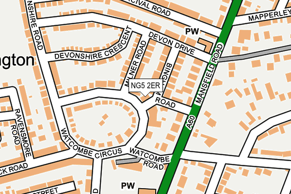 NG5 2ER map - OS OpenMap – Local (Ordnance Survey)