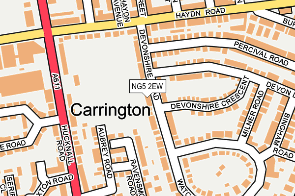 NG5 2EW map - OS OpenMap – Local (Ordnance Survey)