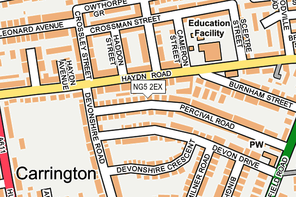 NG5 2EX map - OS OpenMap – Local (Ordnance Survey)