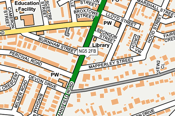 NG5 2FB map - OS OpenMap – Local (Ordnance Survey)