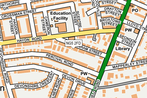 NG5 2FD map - OS OpenMap – Local (Ordnance Survey)