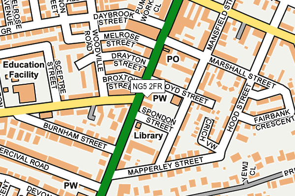 NG5 2FR map - OS OpenMap – Local (Ordnance Survey)