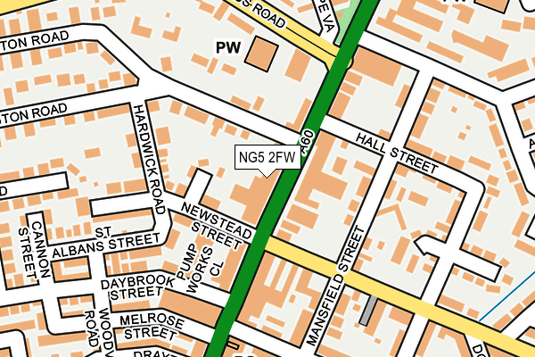 NG5 2FW map - OS OpenMap – Local (Ordnance Survey)