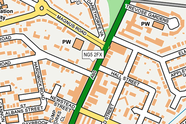 NG5 2FX map - OS OpenMap – Local (Ordnance Survey)