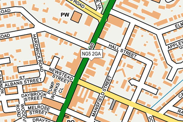 NG5 2GA map - OS OpenMap – Local (Ordnance Survey)