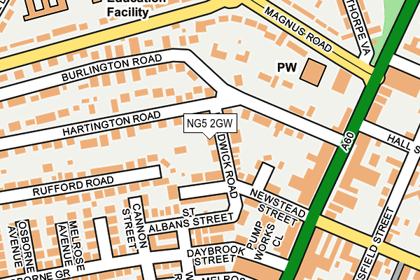 NG5 2GW map - OS OpenMap – Local (Ordnance Survey)