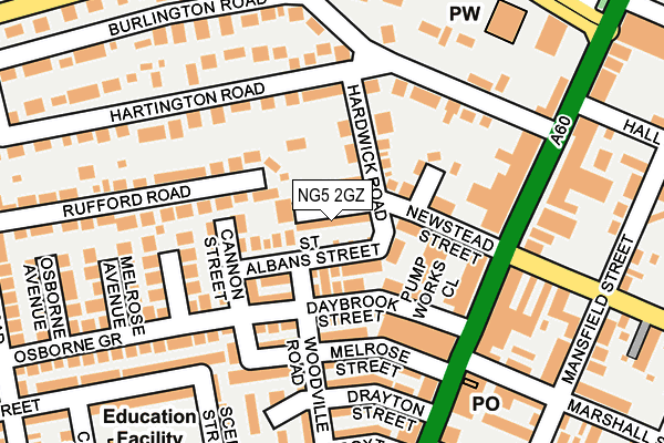 NG5 2GZ map - OS OpenMap – Local (Ordnance Survey)