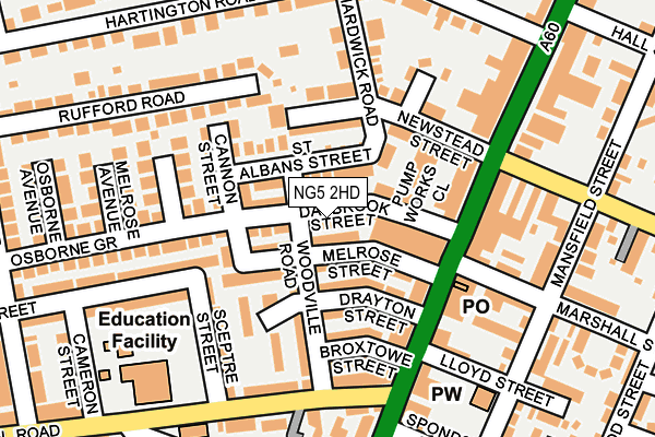 NG5 2HD map - OS OpenMap – Local (Ordnance Survey)
