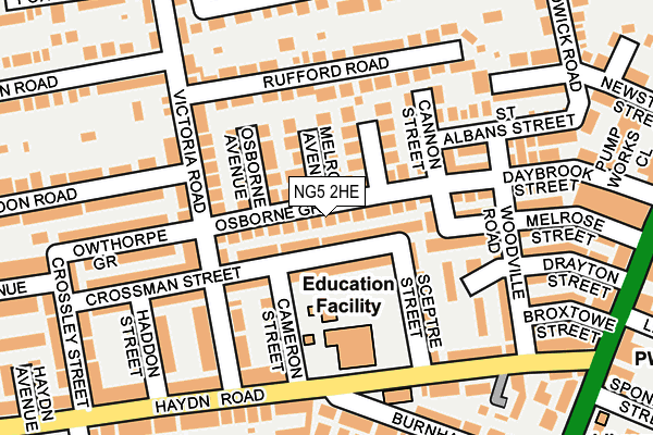 NG5 2HE map - OS OpenMap – Local (Ordnance Survey)