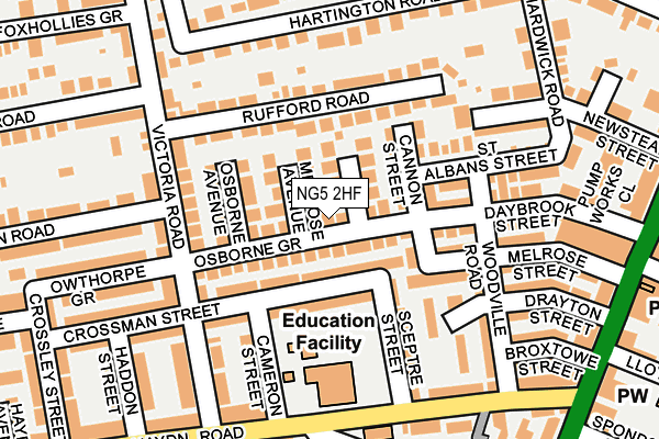 NG5 2HF map - OS OpenMap – Local (Ordnance Survey)