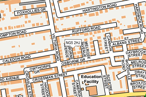 NG5 2HJ map - OS OpenMap – Local (Ordnance Survey)