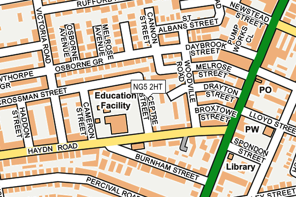 NG5 2HT map - OS OpenMap – Local (Ordnance Survey)