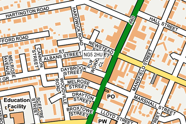 NG5 2HU map - OS OpenMap – Local (Ordnance Survey)