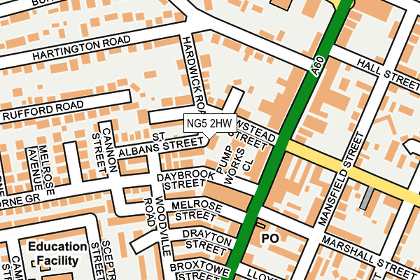 NG5 2HW map - OS OpenMap – Local (Ordnance Survey)