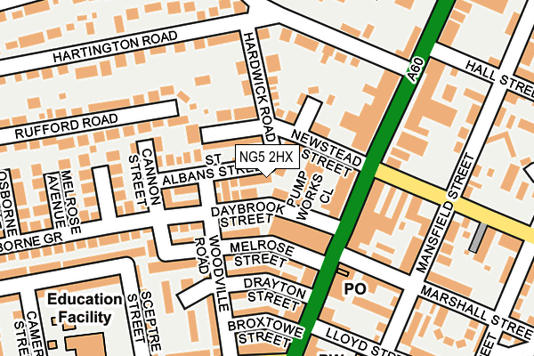 NG5 2HX map - OS OpenMap – Local (Ordnance Survey)